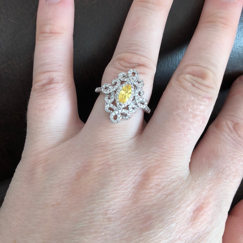 925 Silver Ring Marquise Cut Citrine New - Picture 5 of 7